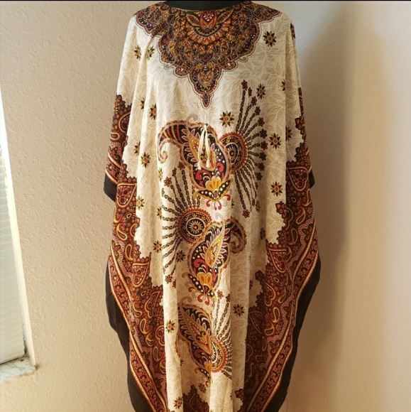 New Tan and Bronze Kaftan Abaya Cover-up Dress - Picture 2 of 12